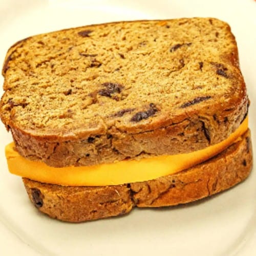 Jamaican Spiced Bun & Cheese Sandwich.