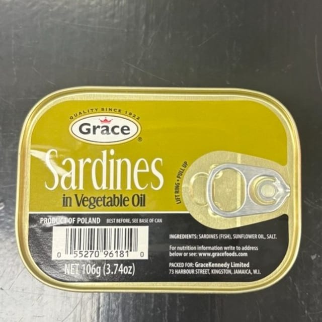 Grace Sardines in Vegetable Oil.