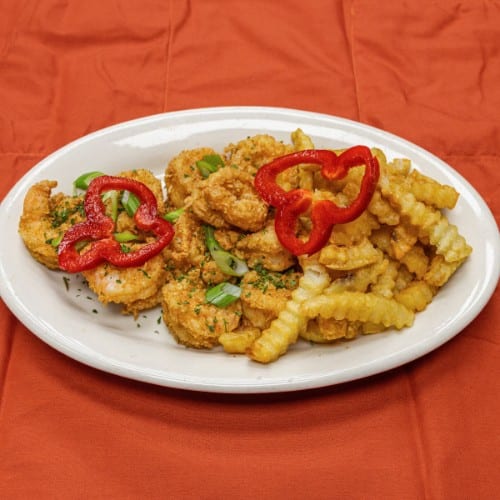 Fried Shrimp with Crinkle Fries.