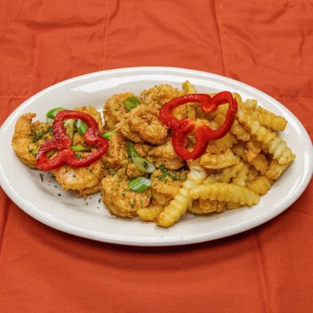 Fried Shrimp with Crinkle Fries.