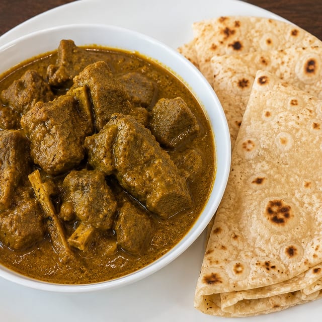 Caribbean Style Curry Goat Roti (No Sides).